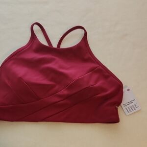Lululemon Athletica Raspberry Flow Y Wrap-Front High-Neck Bra Size 6
